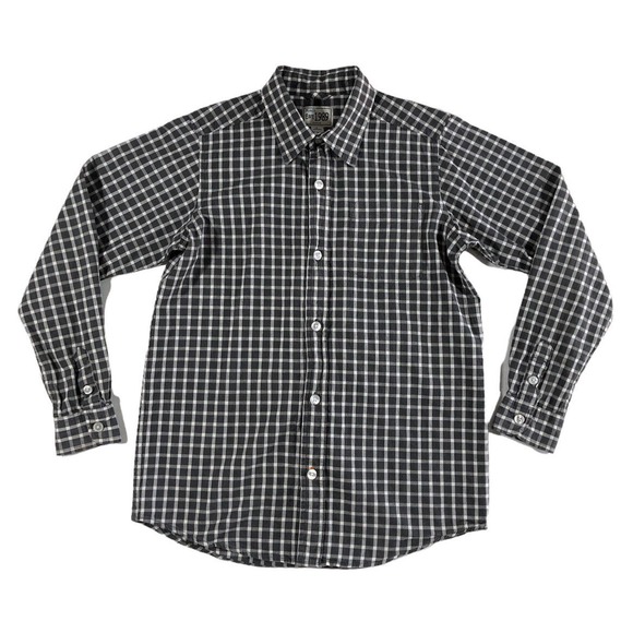 PLACE Size 10 12 Boys DRESS SHIRT Children's Place Plaid Button Up Black White - Picture 2 of 11